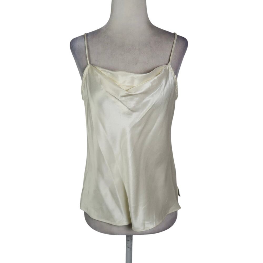 Vintage 70s Ivory Cream Silky Satin Cowl Neck Cami Tank Top 6